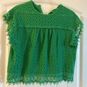 Green Eyelet Lace Top